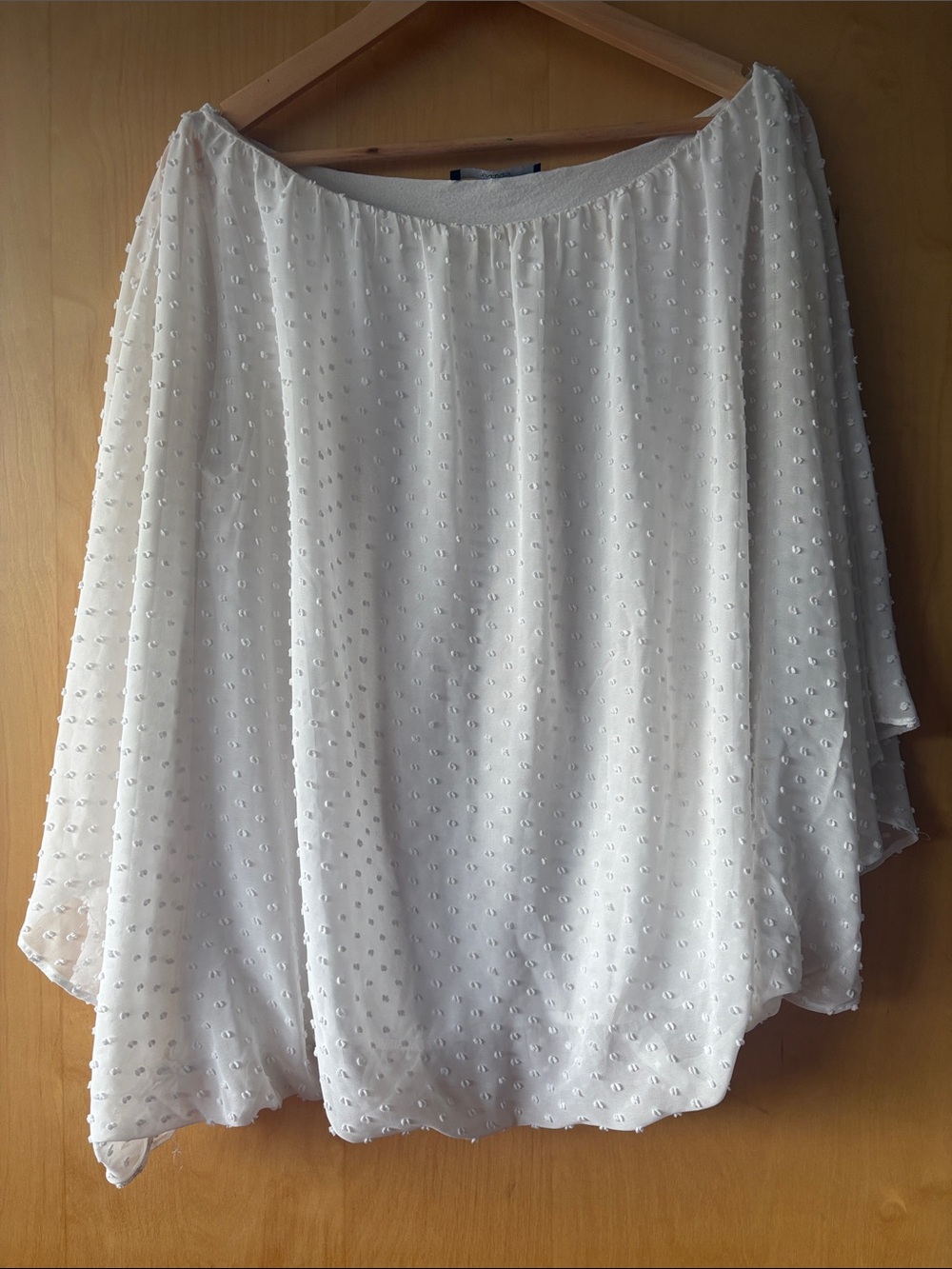 Women's White Dotted Chiffon bubble shirt